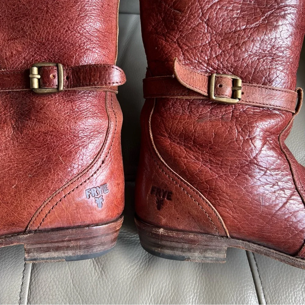 Vintage Frye Riding Boots Sz 7 M Dorado Knee High Redwood Pull On 77563 Spain